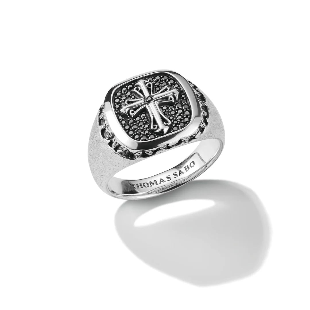 THOMAS SABO Signet Ring Cross Black Zirconia TR2518M