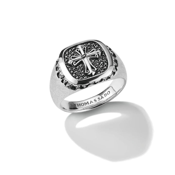 THOMAS SABO Signet Ring Cross Black Zirconia TR2518M