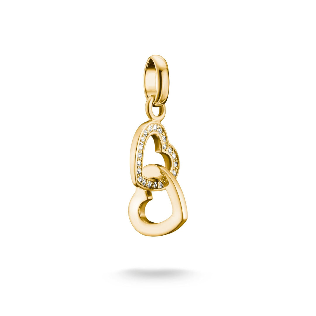 Thomas Sabo Gold-Plated Double Heart Charm with White Zirconia CCC1201MY