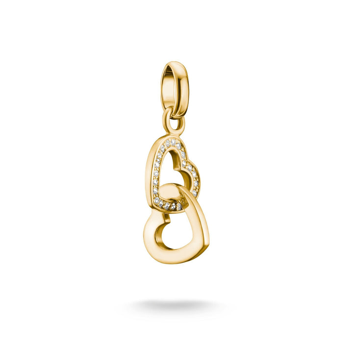 Thomas Sabo Gold-Plated Double Heart Charm with White Zirconia CCC1201MY