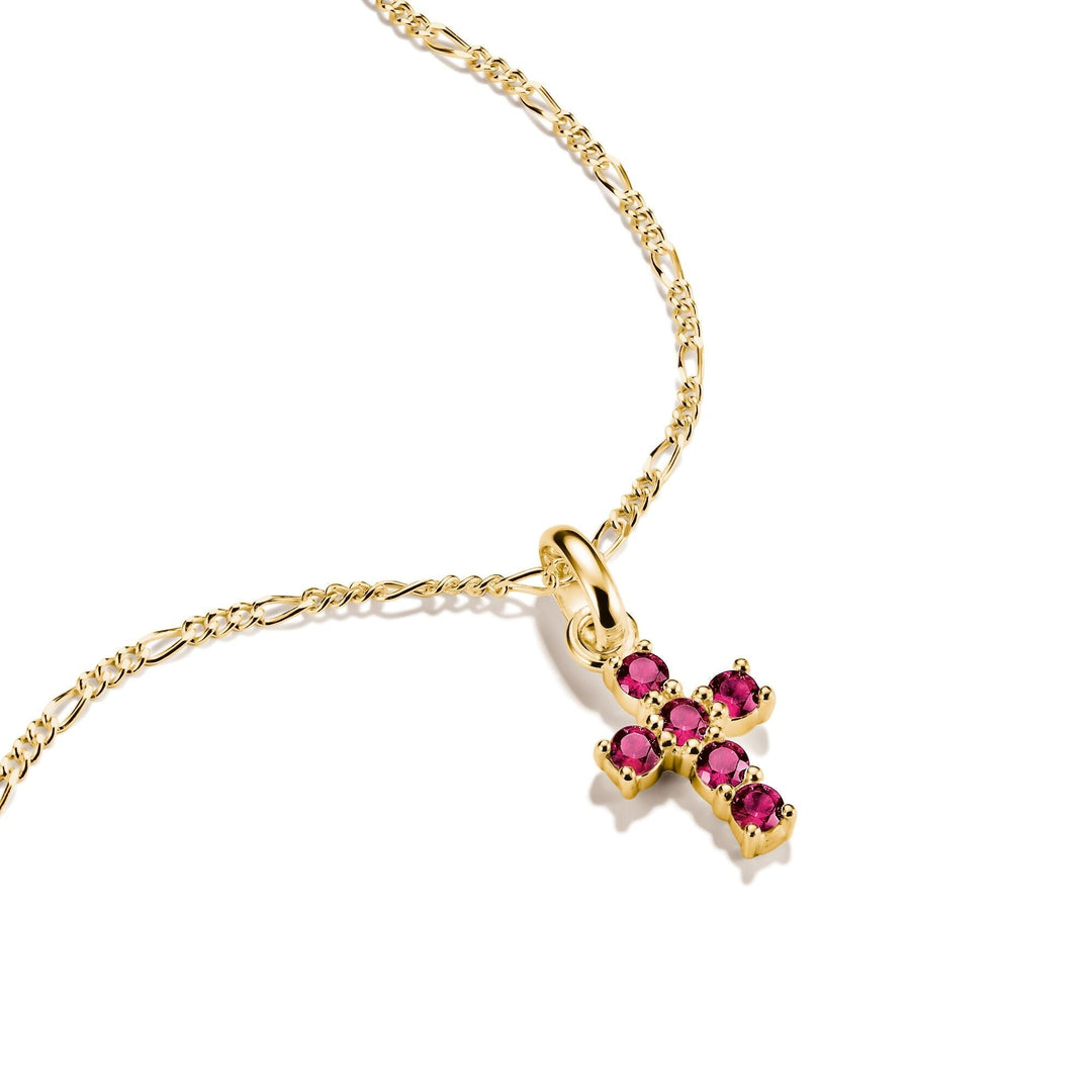 Thomas Sabo Gold-Plated Cross Charm with Lab-Grown Ruby CCC1206MREY