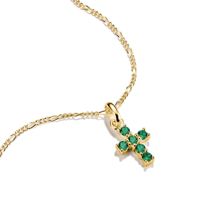 Thomas Sabo Gold-Plated Cross Charm with Green Nano Crystal CCC1206MGRY