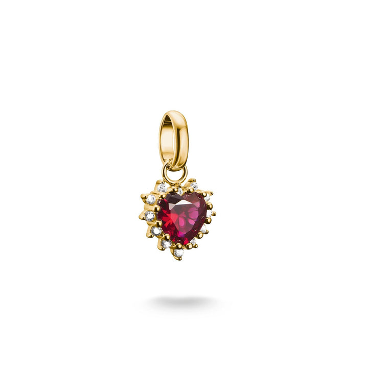 Thomas Sabo Gold-Plated Heart Charm with Lab-Grown Ruby and White Zirconia CCC1279MREY