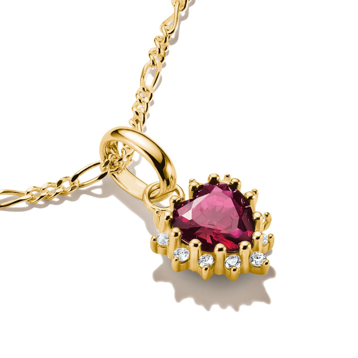 Thomas Sabo Gold-Plated Heart Charm with Lab-Grown Ruby and White Zirconia CCC1279MREY