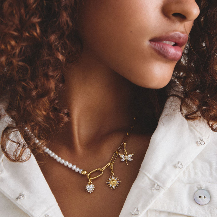 Thomas Sabo Gold-Plated Heart Charm with Heart-Cut White Zirconia CCC1279MY