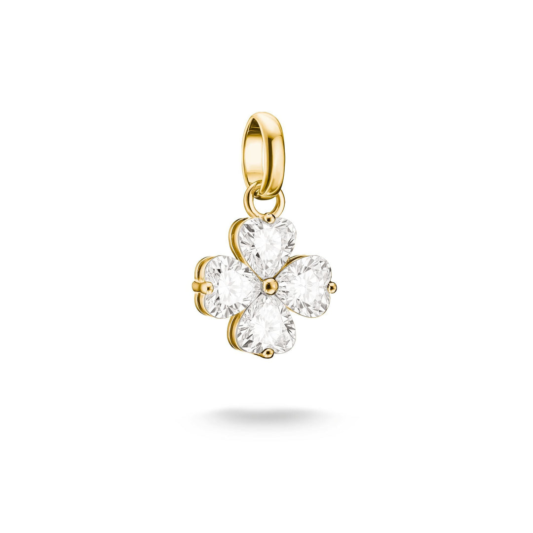 Thomas Sabo Gold-Plated Four-Leaf Clover Charm with Heart-Cut White Zirconia CCC1326MY