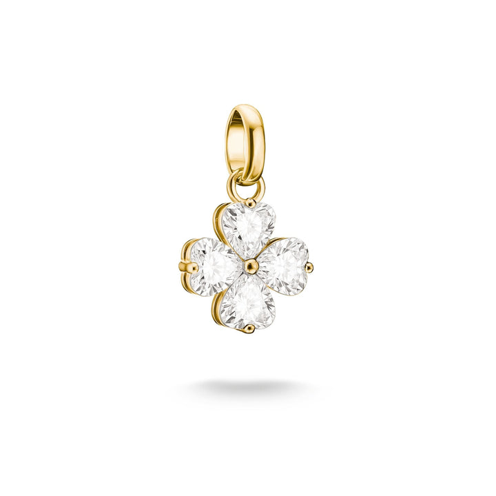 Thomas Sabo Gold-Plated Four-Leaf Clover Charm with Heart-Cut White Zirconia CCC1326MY
