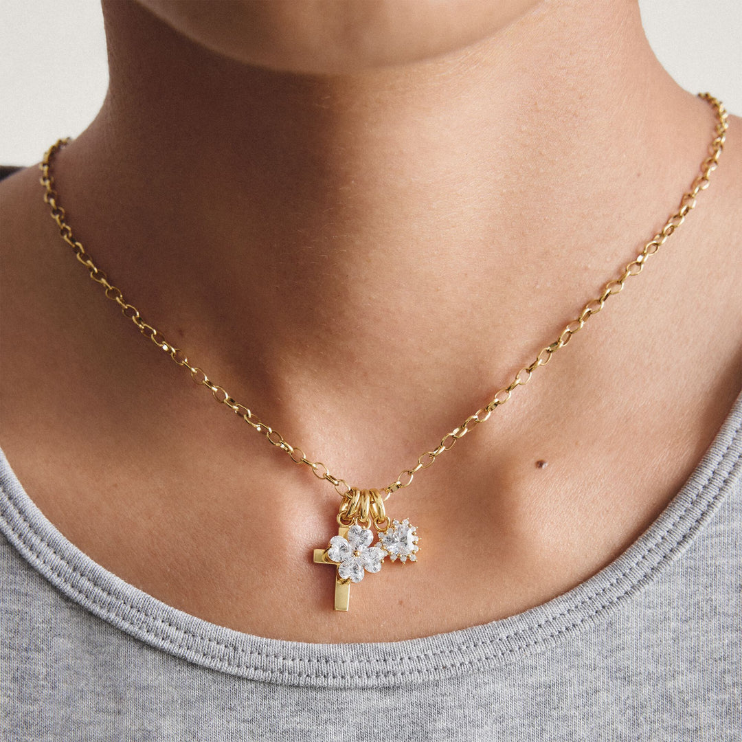 Thomas Sabo Gold-Plated Four-Leaf Clover Charm with Heart-Cut White Zirconia CCC1326MY