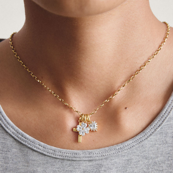 Thomas Sabo Gold-Plated Four-Leaf Clover Charm with Heart-Cut White Zirconia CCC1326MY