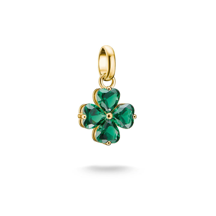 Thomas Sabo Gold-Plated Four-Leaf Clover Charm with Green Heart-Cut Stones CCC1326MGRY