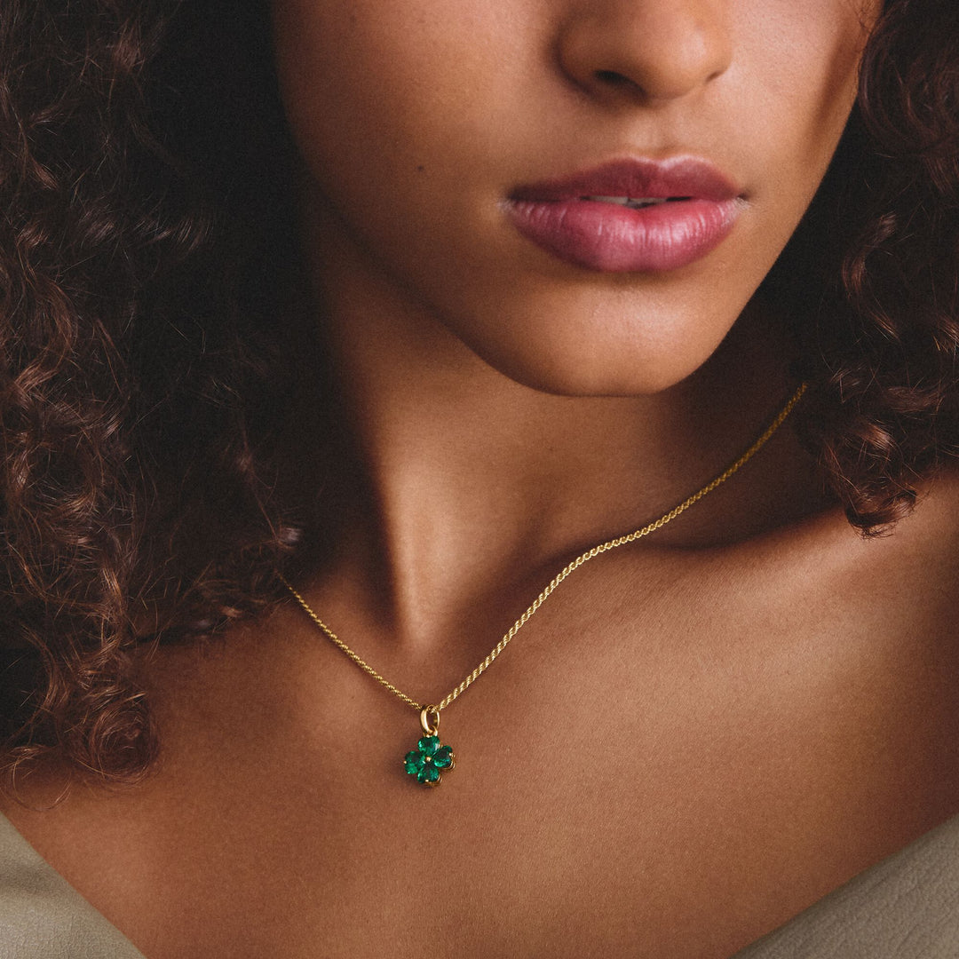 Thomas Sabo Gold-Plated Four-Leaf Clover Charm with Green Heart-Cut Stones CCC1326MGRY