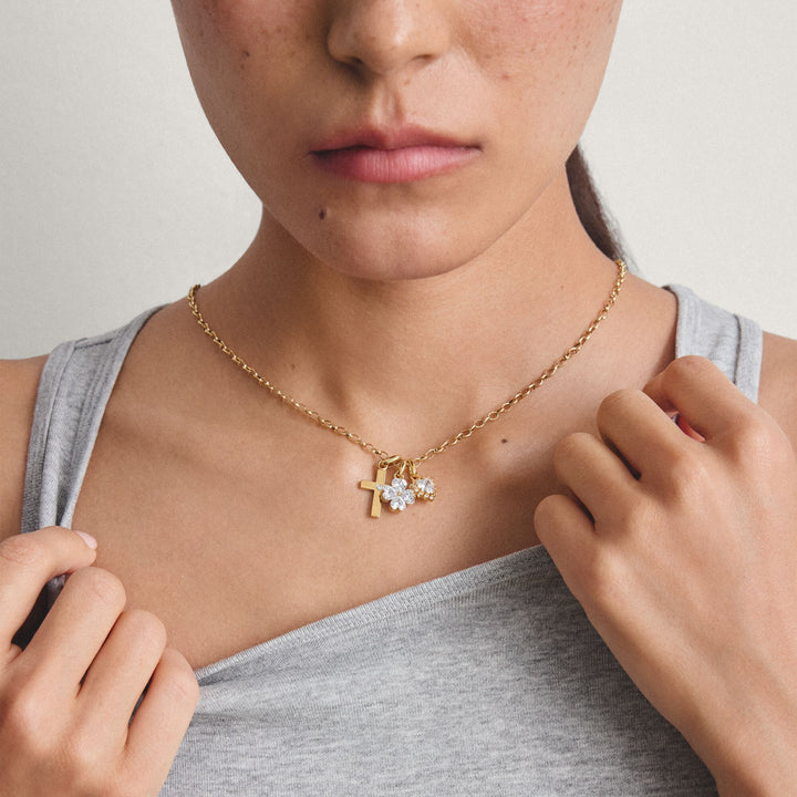 Thomas Sabo Gold-Plated Cross Charm with Zirconia Centre Stone CCC1364MY