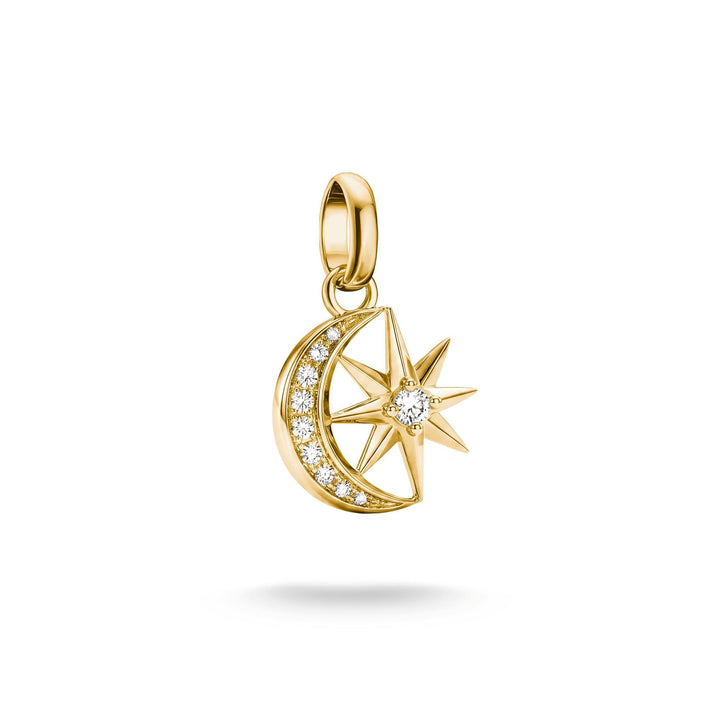 Thomas Sabo Gold-Plated Moon and Star Charm with White Zirconia CCC1365MY