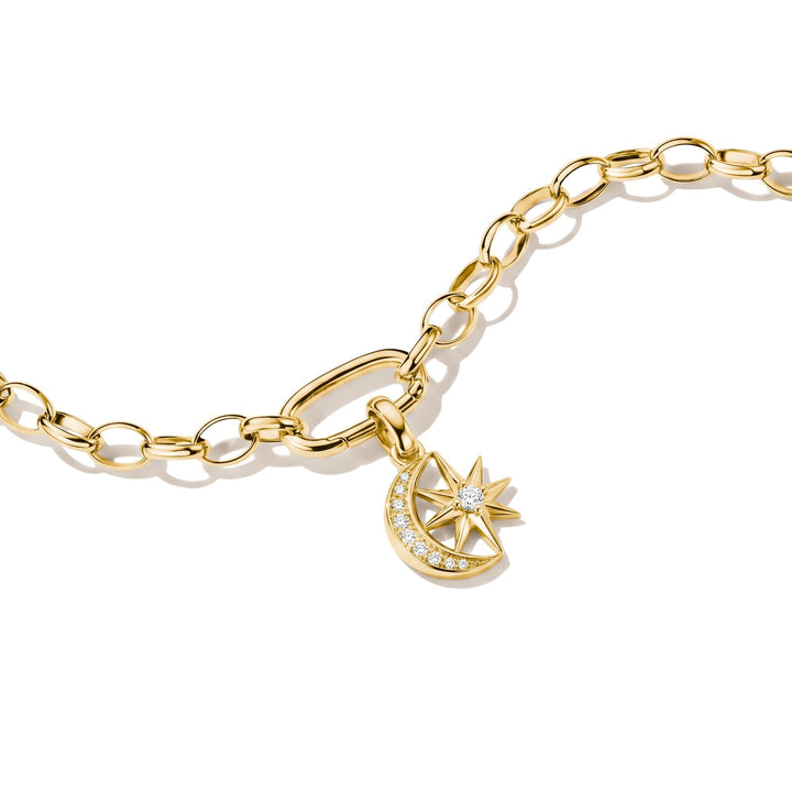 Thomas Sabo Gold-Plated Moon and Star Charm with White Zirconia CCC1365MY