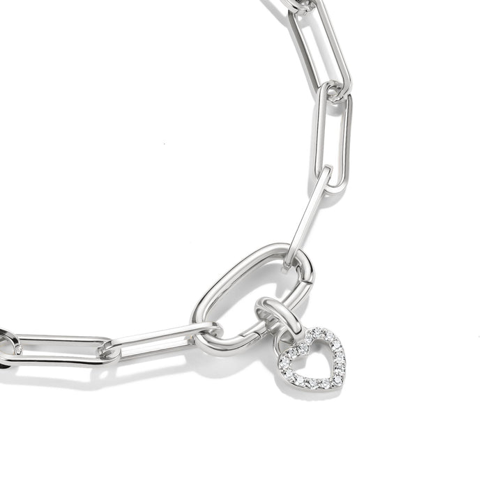 Thomas Sabo Silver-Plated Open Heart Charm with White Zirconia CCC1369M