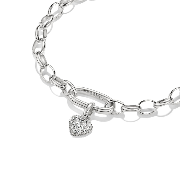 Thomas Sabo Silver-Plated Heart Charm with Prong-Set White Zirconia CCC1370M