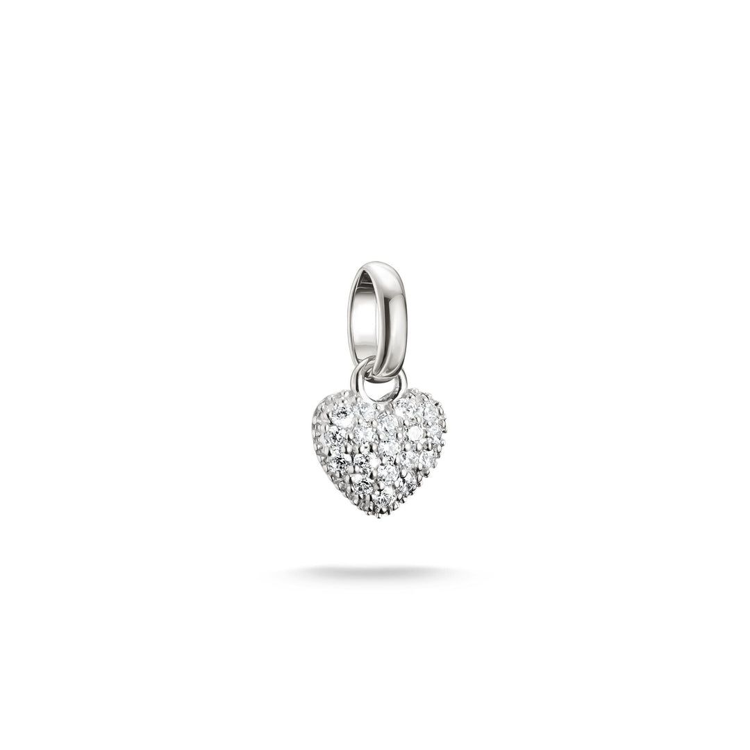Thomas Sabo Silver-Plated Heart Charm with Prong-Set White Zirconia CCC1370M