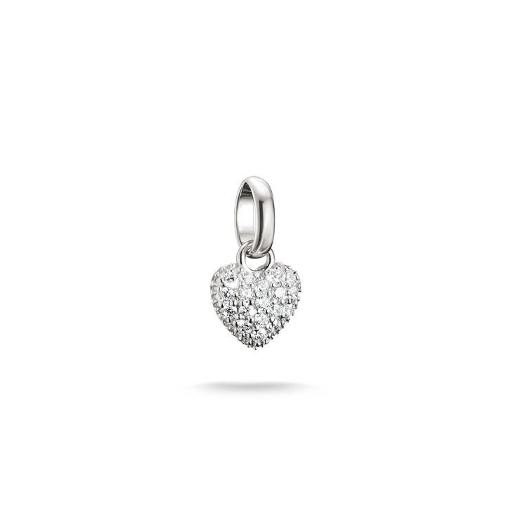 Thomas Sabo Silver-Plated Heart Charm with Prong-Set White Zirconia CCC1370M