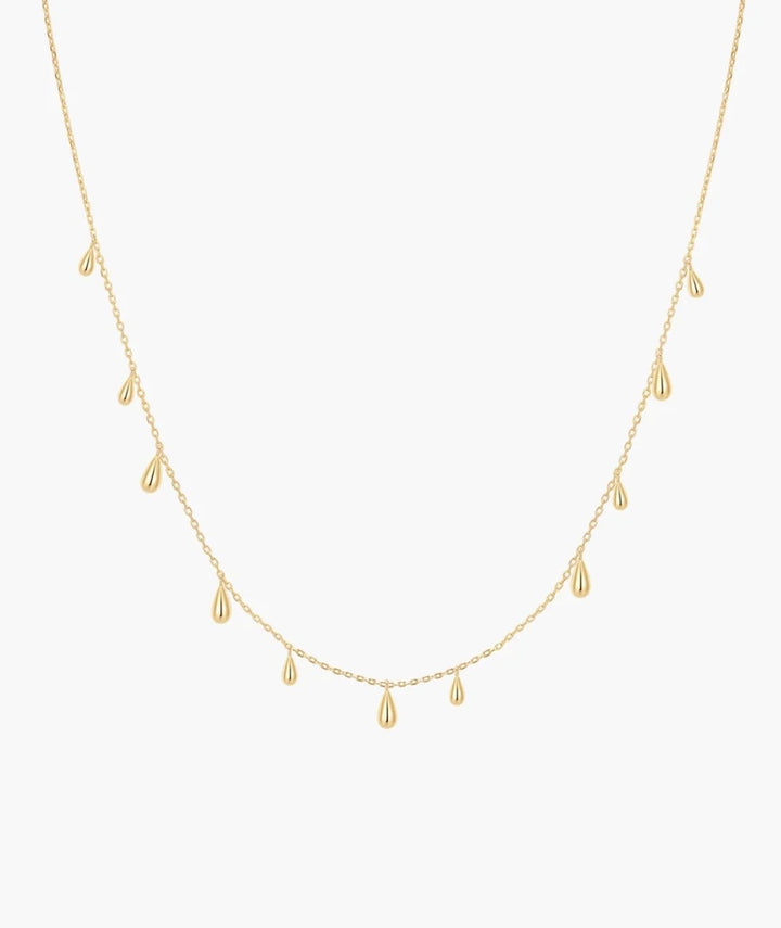 ANIA HAIE Gold Polished Teardrop Dangle Station 40.5-45.5cm Necklace  N078-02G