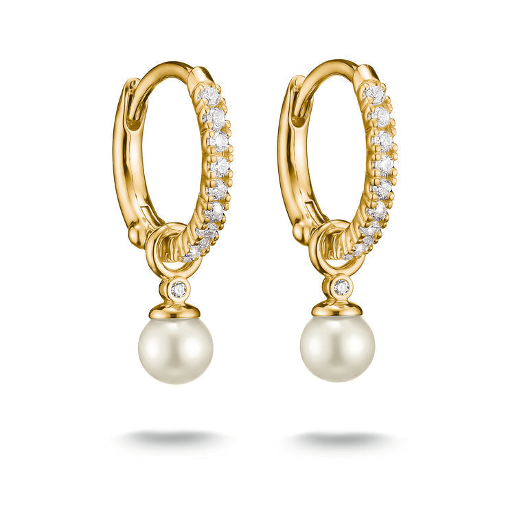 THOMAS SABO Hoop earrings pearl with zirconia TCR702MY