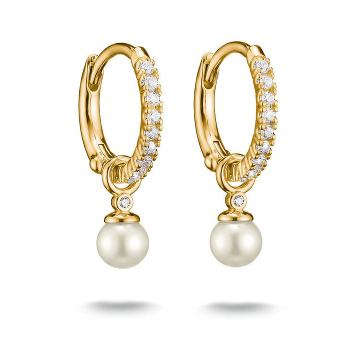 THOMAS SABO Hoop earrings pearl with zirconia TCR702MY