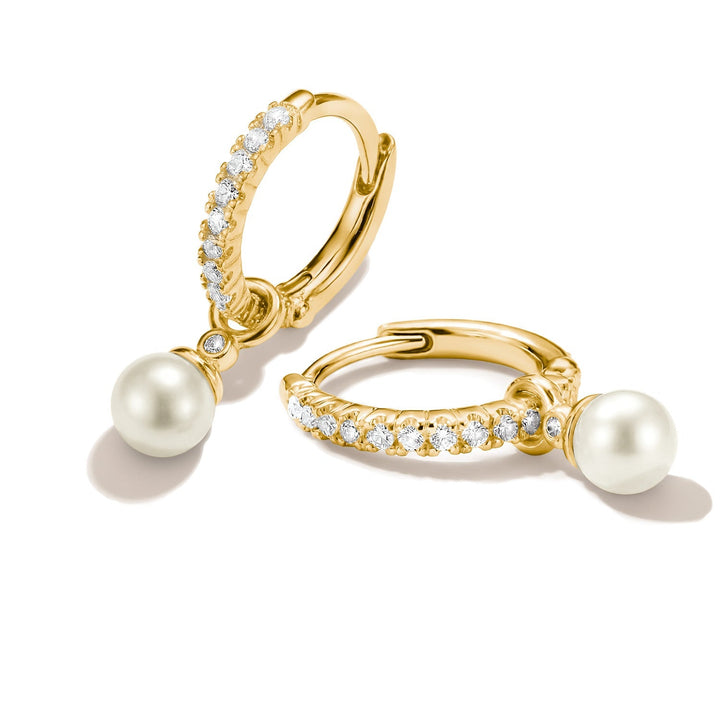 THOMAS SABO Hoop earrings pearl with zirconia TCR702MY