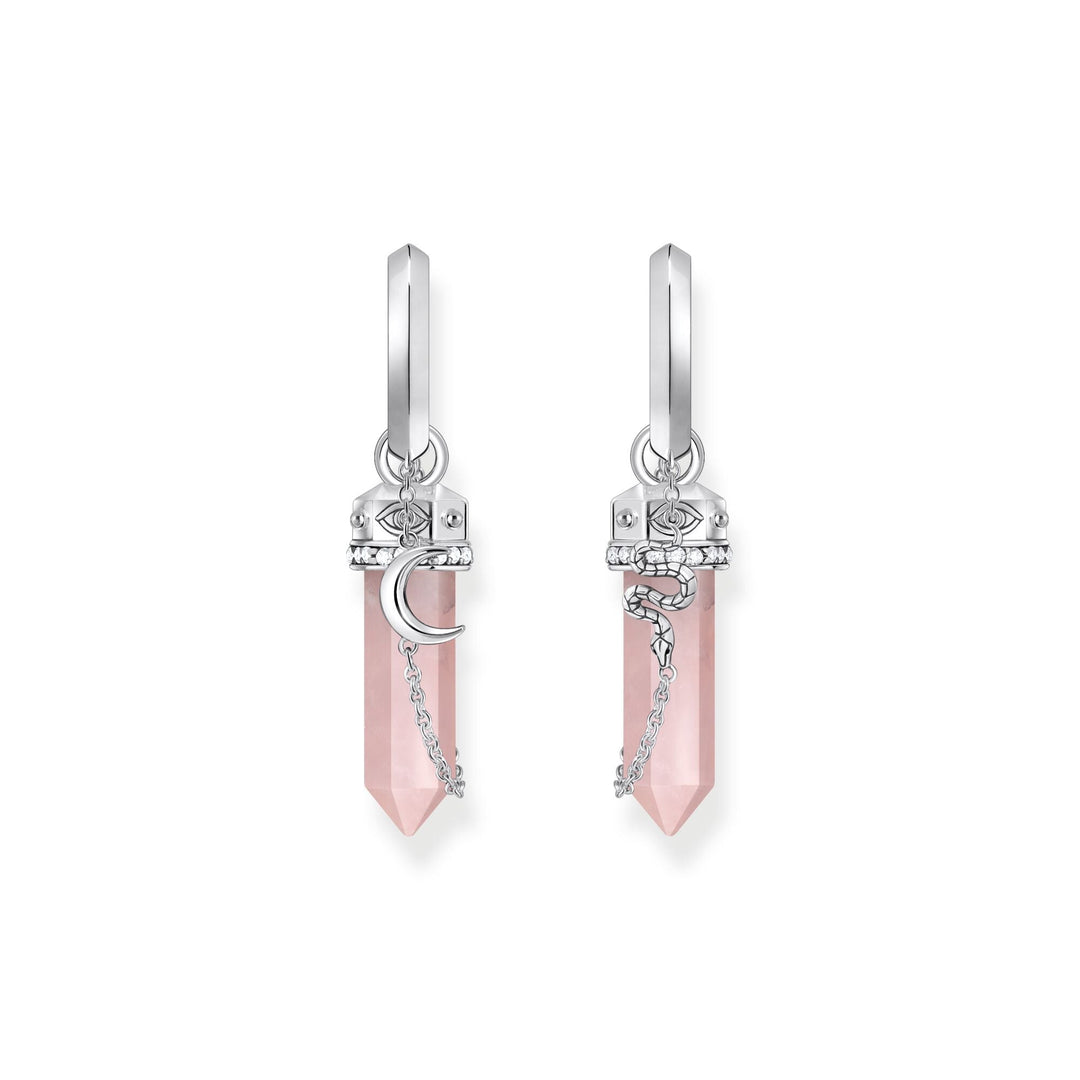 THOMAS SABO Crystal Hoop Earrings with Rose Quartz Silver TCR722RQ