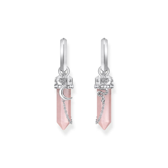 THOMAS SABO Crystal Hoop Earrings with Rose Quartz Silver TCR722RQ