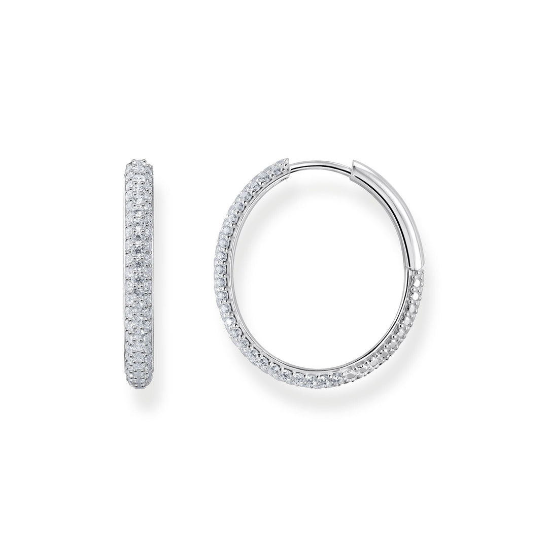 THOMAS SABO Large thin hoop earrings with white zirconia TCR732