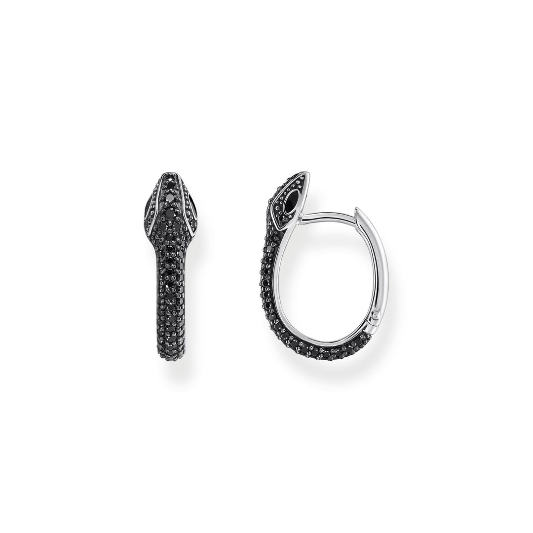 THOMAS SABO Snake hoop earrings with black zirconia TCR734BCZ