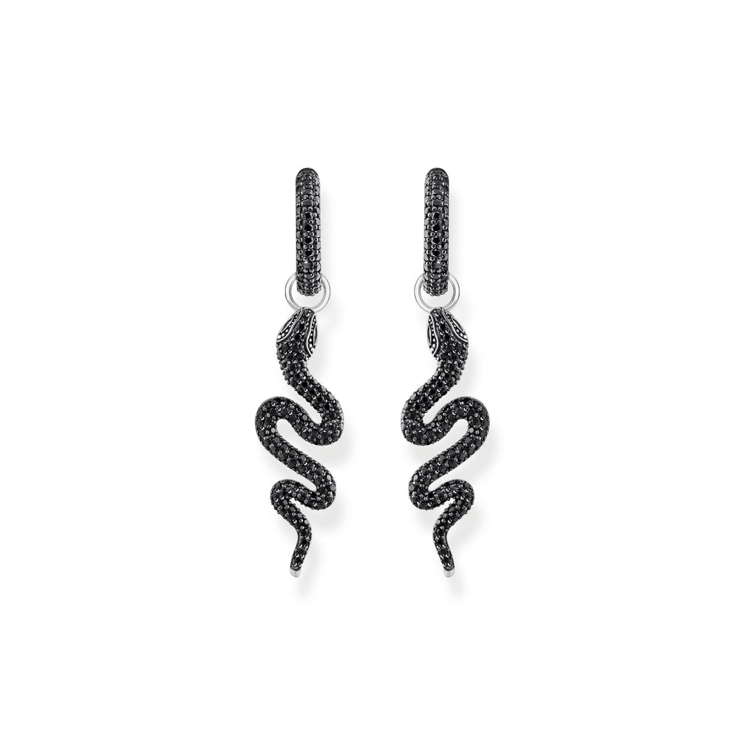 THOMAS SABO Single Snake hoop earring with black zirconia TCR735BCZ