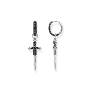 THOMAS SABO Single hoop earring with sword & black stones TCR736BCZ