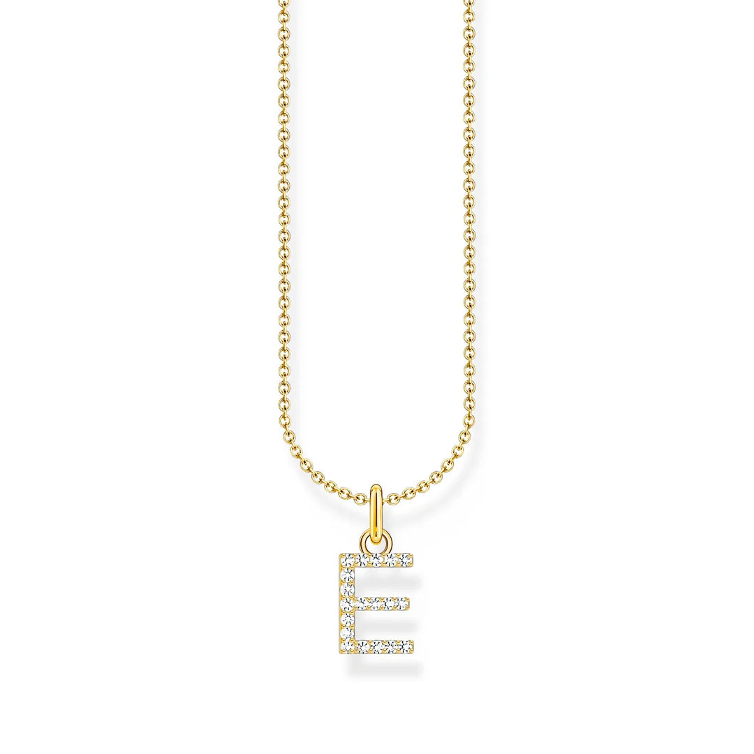 THOMAS SABO NECKLACE with Letter Pendant E and White Zirconia - GOLD TKE2244Y