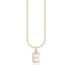 THOMAS SABO NECKLACE with Letter Pendant E and White Zirconia - GOLD TKE2244Y