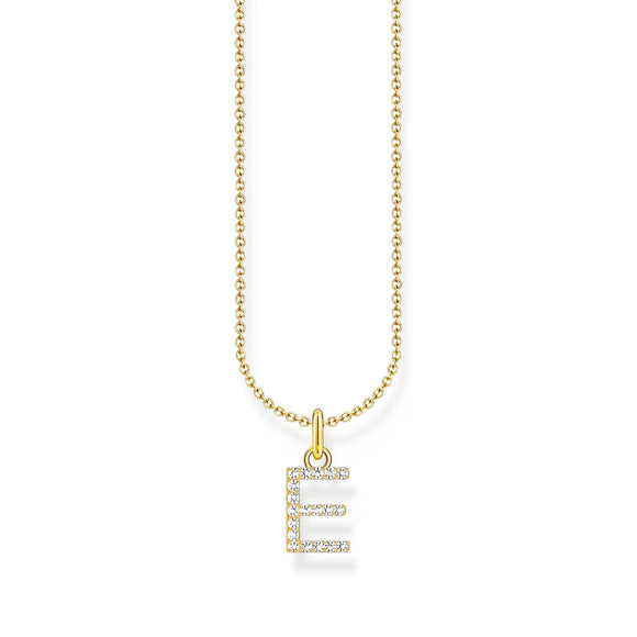 THOMAS SABO NECKLACE with Letter Pendant E and White Zirconia - GOLD TKE2244Y