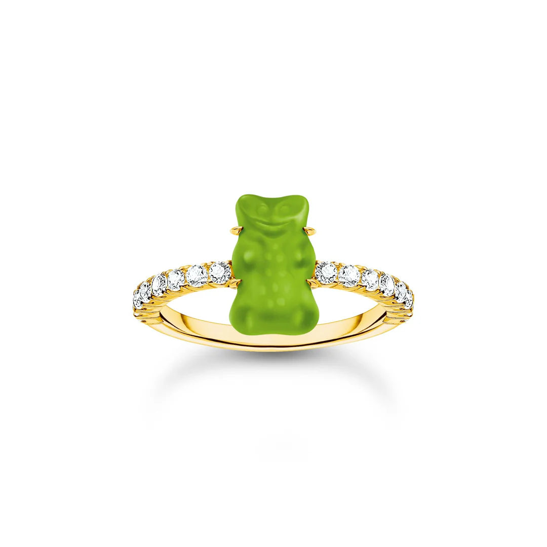 Thomas Sabo Gold Ring with Apple Green Mini Goldbear TR2459GY