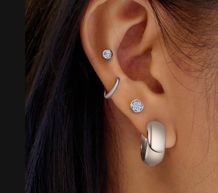 Ania Haie Silver Small Pave Disc Stud Earrings E075-02H