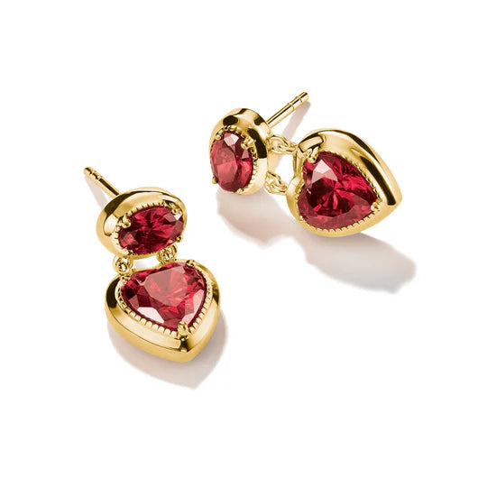 THOMAS SABO Stud Earrings with Red Heart Stones Gold TH2340REY