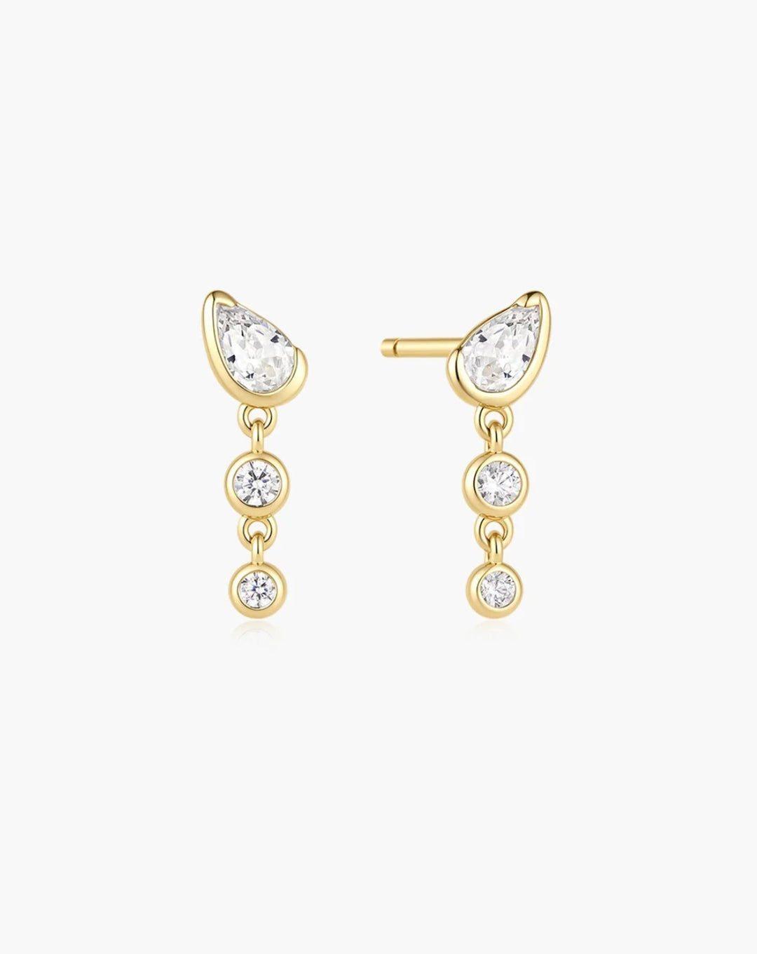 Ania Haie Gold Teardrop & Bezel Round Dangle Stud Earrings E076-03G
