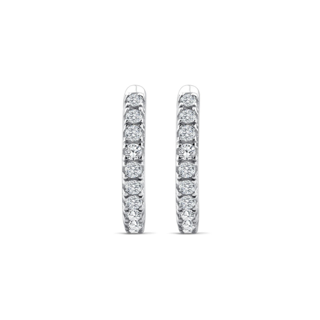 Lab Diamond 9K White Gold 0.12ct F VS 9mm Hoop Earrings LGEH-2076W