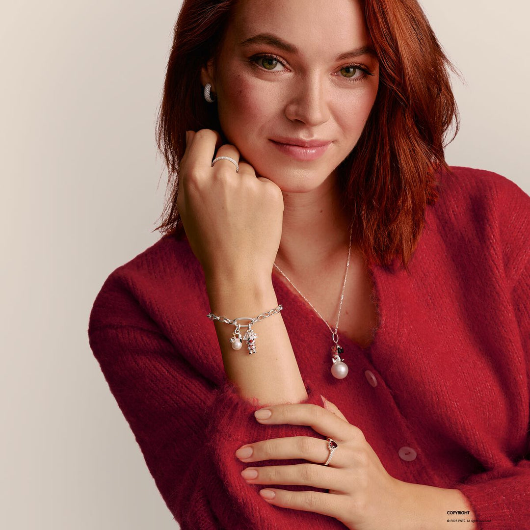 THOMAS SABO 18K Gold Plated Connect Charm Pendant with Pearl Snoopy Woodstock Peanuts CCC1308