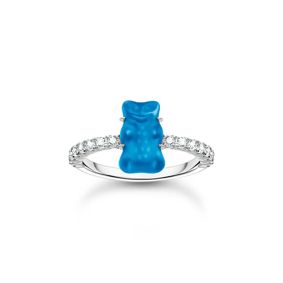 Thomas Sabo Silver Ring with Blueberry Blue Mini Goldbear TR2459U