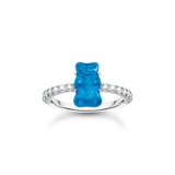 Thomas Sabo Silver Ring with Blueberry Blue Mini Goldbear TR2459U