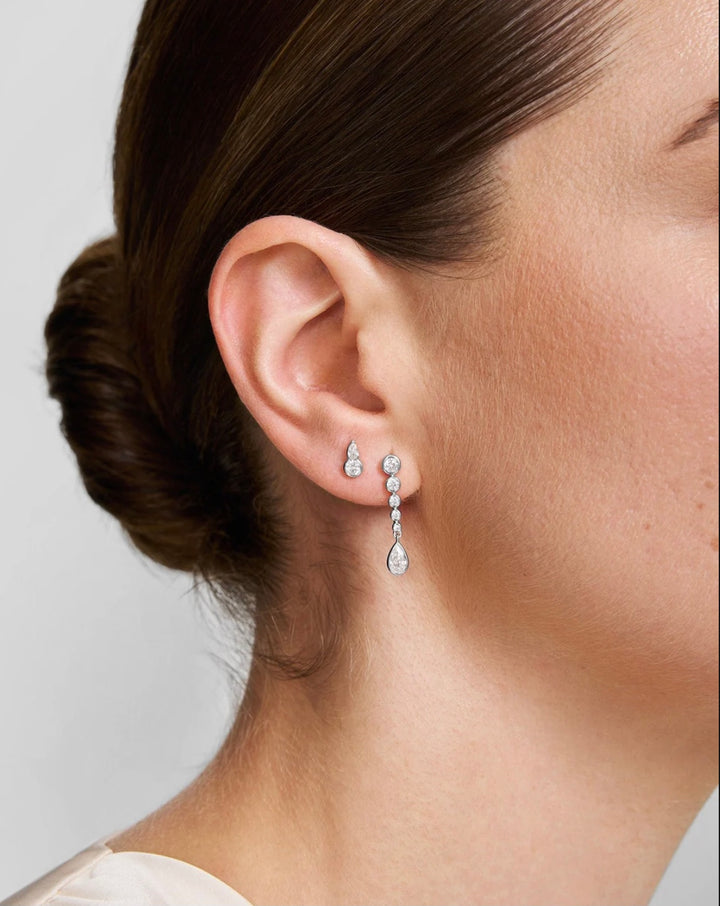 Ania Haie Silver Bezel Round & Teardrop Stud Earrings E076-01H