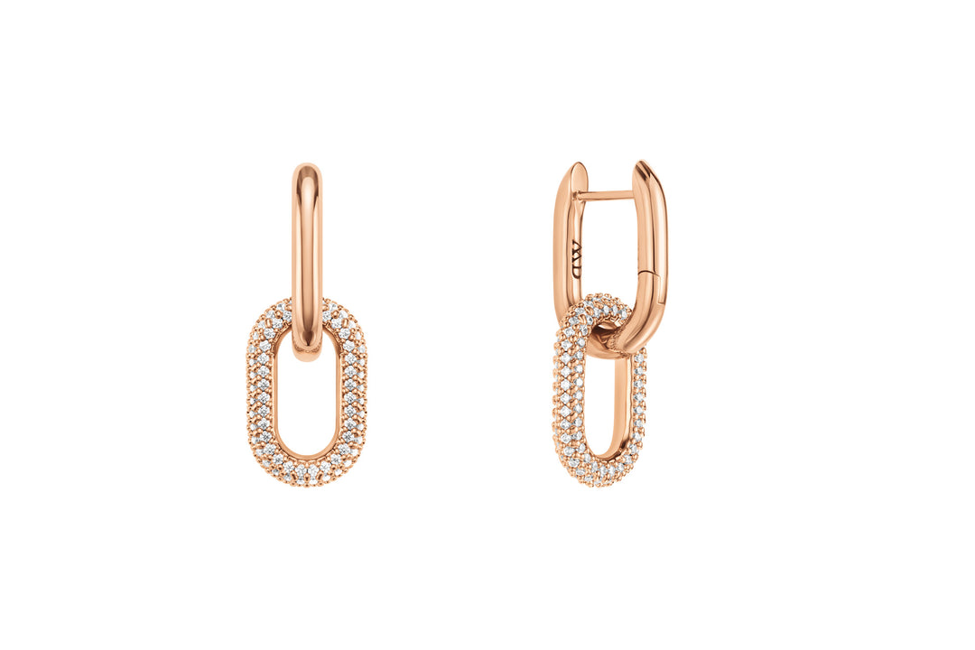 DANIEL WELLINGTON Crystal Link Earrings Rose Gold DW00400576