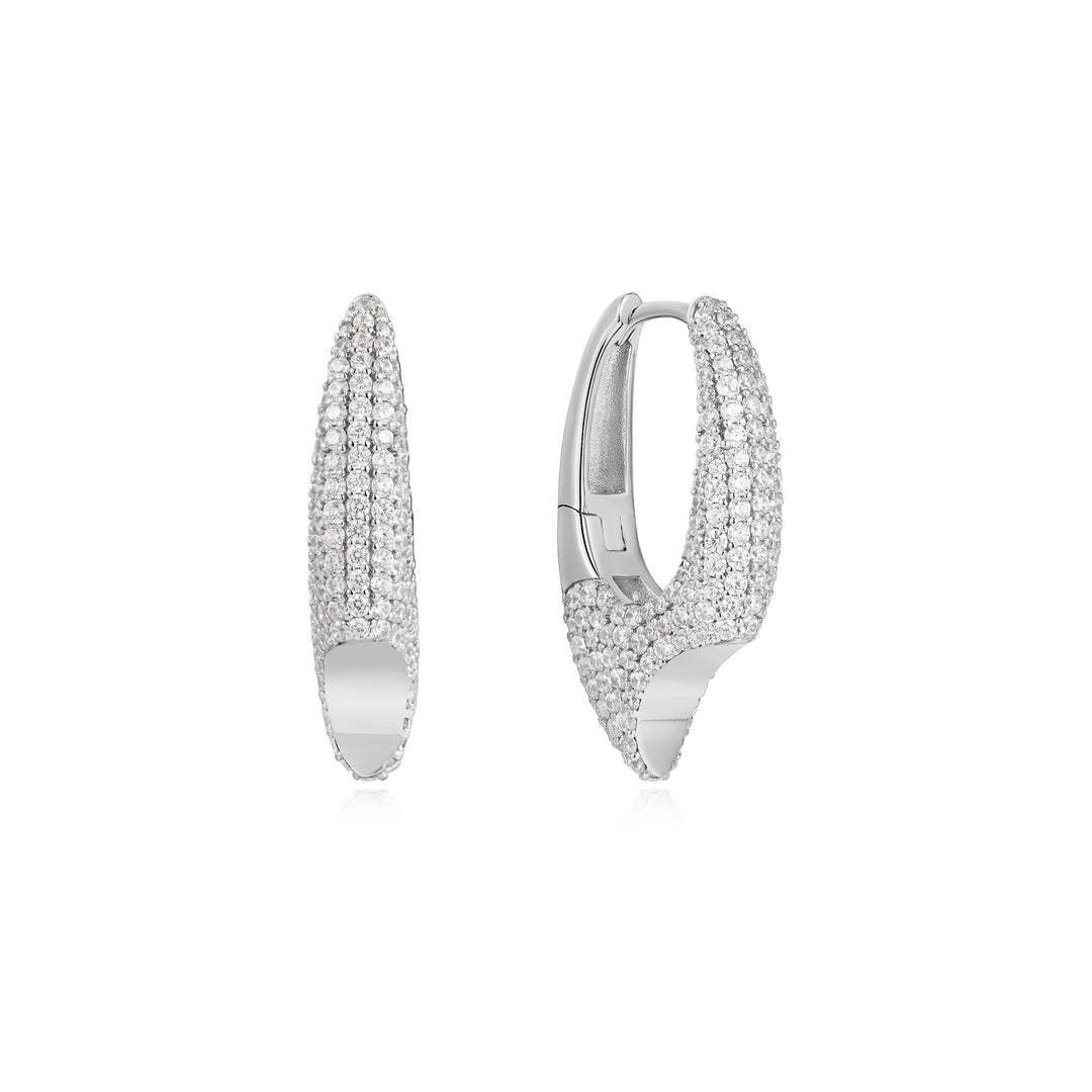 Ania Haie Silver Pave Arrow Hoop Earrings E051-05H