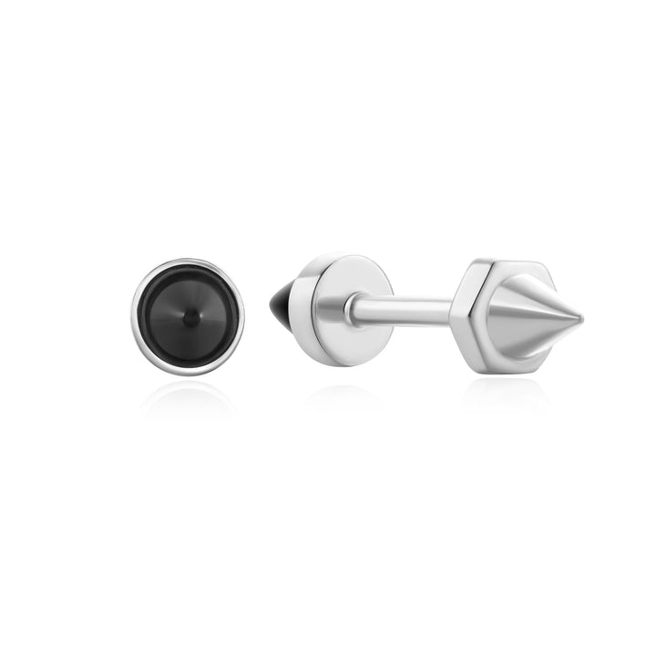 Ania Haie Silver Black Agate Point Barbell Earrings E053-01H