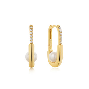 Ania Haie Gold Pearl Interlock Oval Hoop Earrings E054-04G