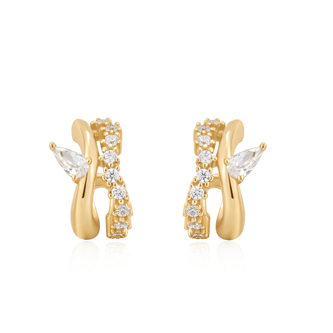 Ania Haie Gold Sparkle Double Hoop Studs E056-04G