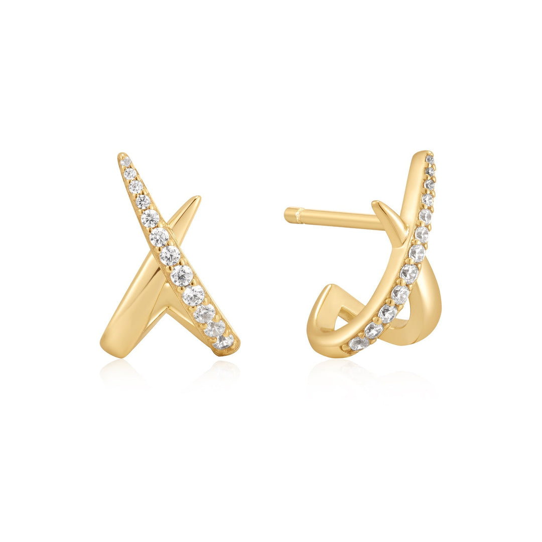 Ania Haie Gold Kiss Polished Pave Studs E057-03G